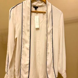 Ann Taylor - white shirt with black strip
